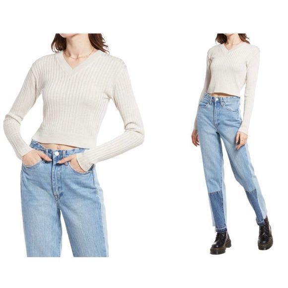 NWOT BP Reagan Rib Crop Sweater in Ivory (L)‎ - Picture 10 of 10